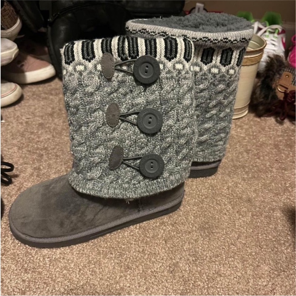 Muk Luks Charcoal Knit Winter Boots - Picture 2 of 3